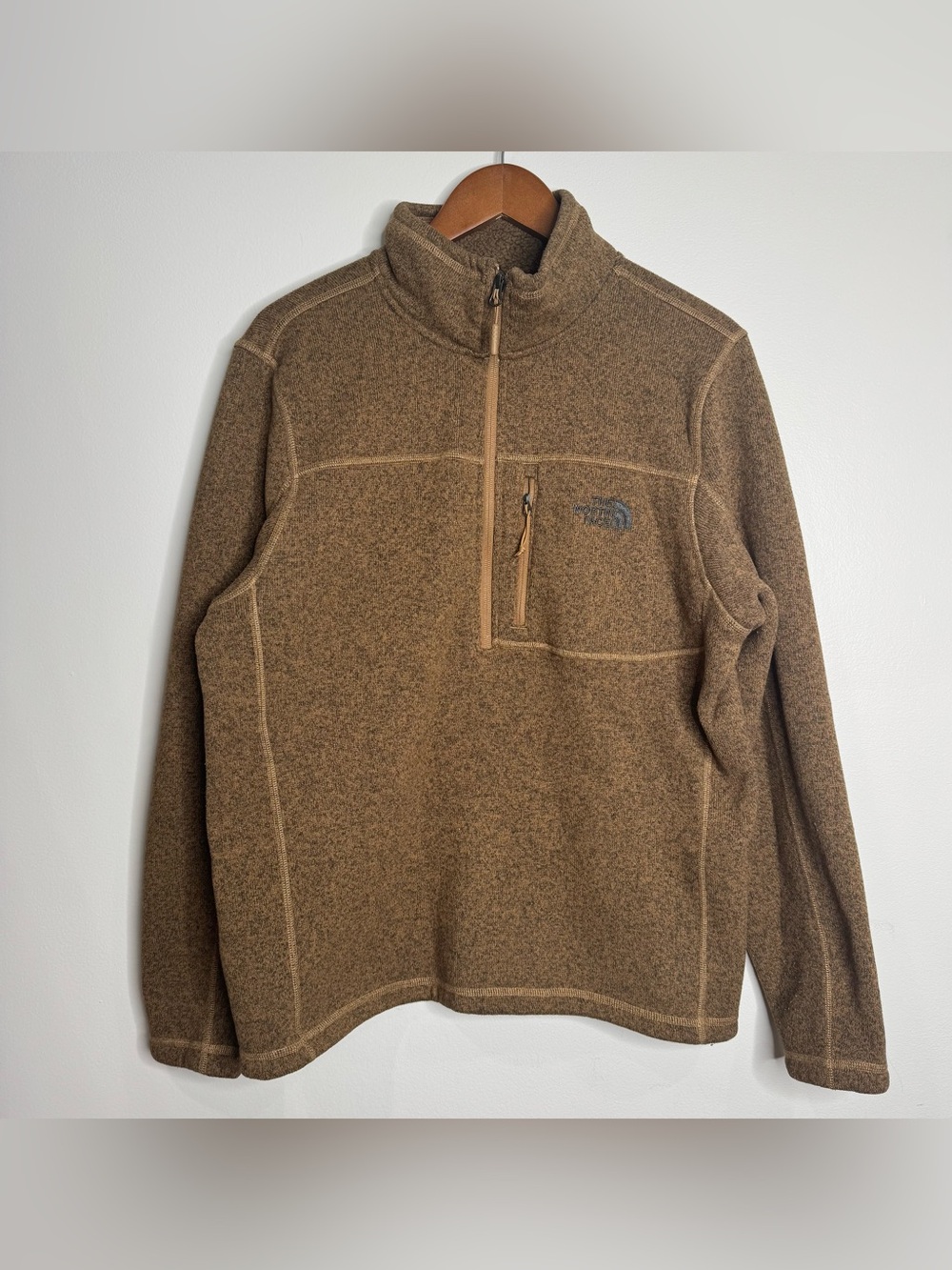 The North Face Men;s Gordon Lyons 1/4 Zip Brown Pocket Fleece Size Large Outdoor